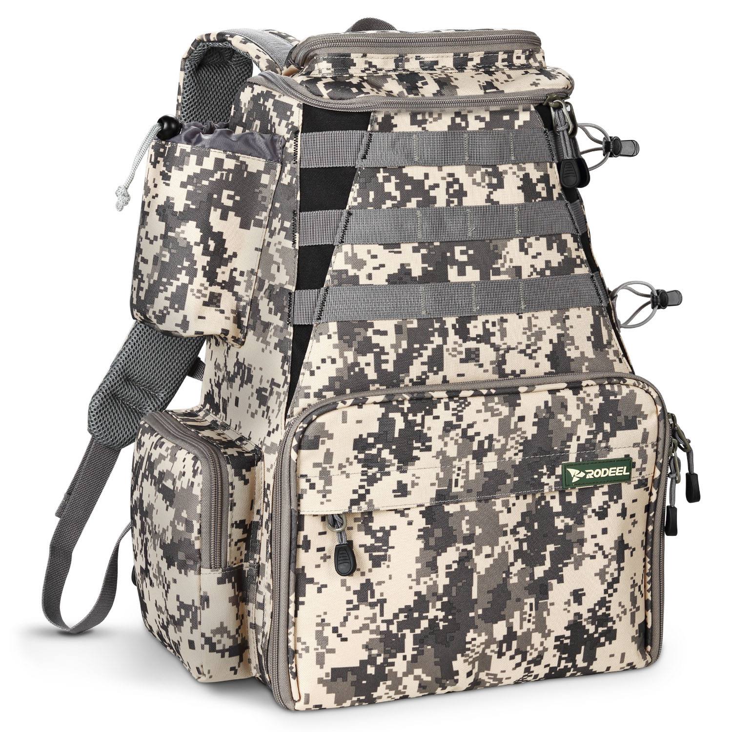 Beige Camouflag Backpack with 4 Tackle Boxes Rodeel Fishing