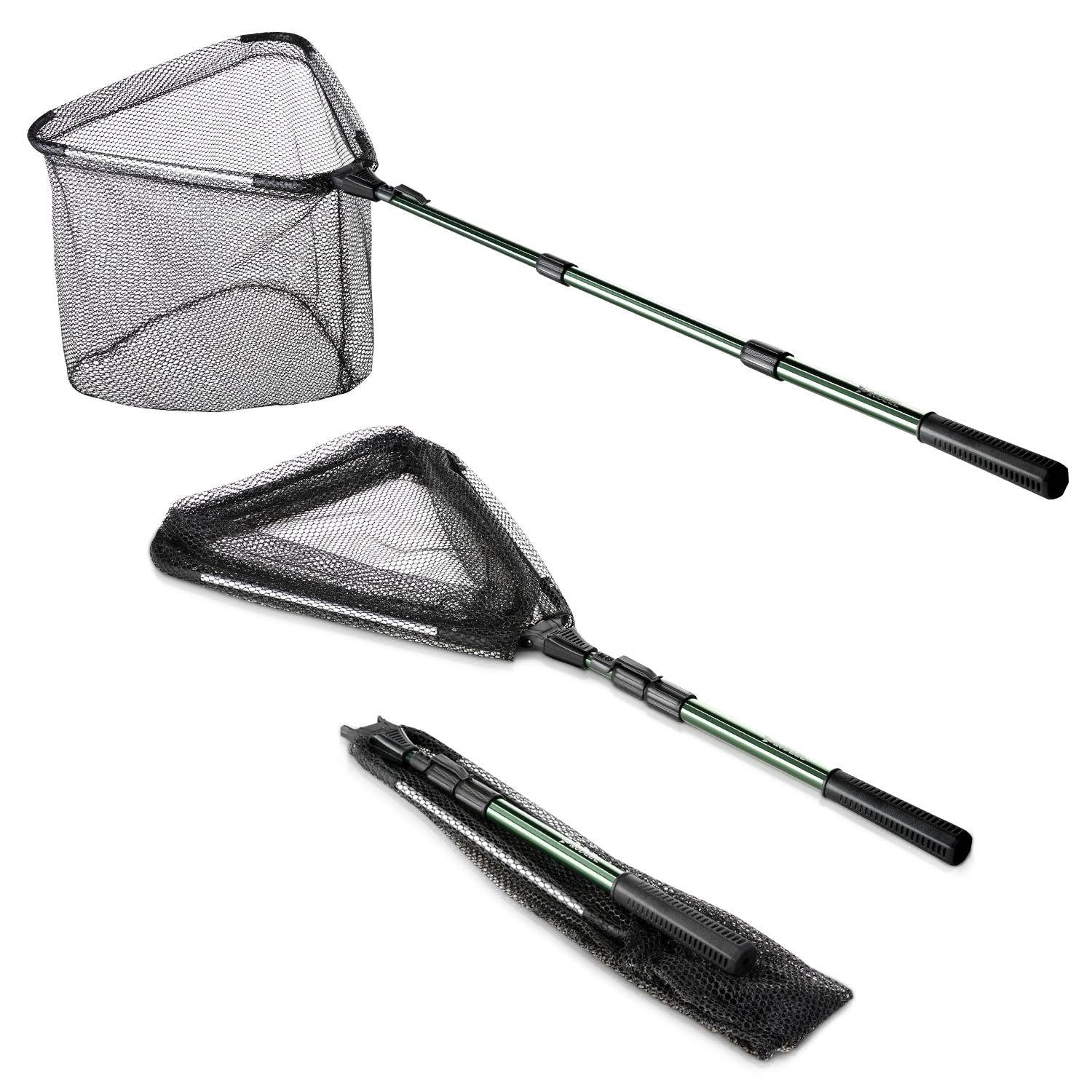 closed face telescopic fishing pole Telescopic Folding Landing Net Pole – Rodeel Fishing
