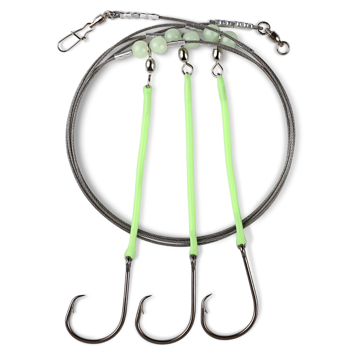 3 x 150 lb MONO SEA FISHING RIGS 10/0 SNELLED CIRCLE HOOK TOPE