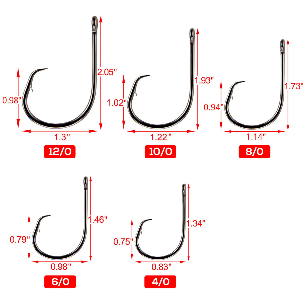 beach fishing hook size Circle Hook for Saltwater Fishing Pike Cod Bass Pollock 4/0 ups and a curved Best Hooks for Surf Fishing:
