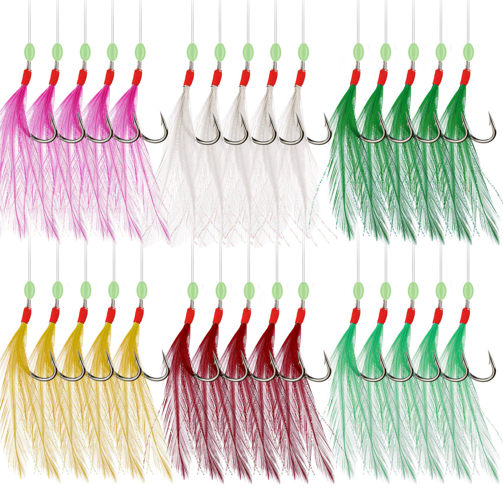 N-K Sea Fishing Rigs Mackerel Feather Rigs Mackerel Barbed Hook Boat