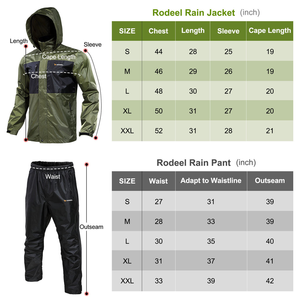 Rodeel Waterproof Fishing Rain Suit for Men (Rain gear Jacket & Trouser  Suit) : : Clothing, Shoes & Accessories